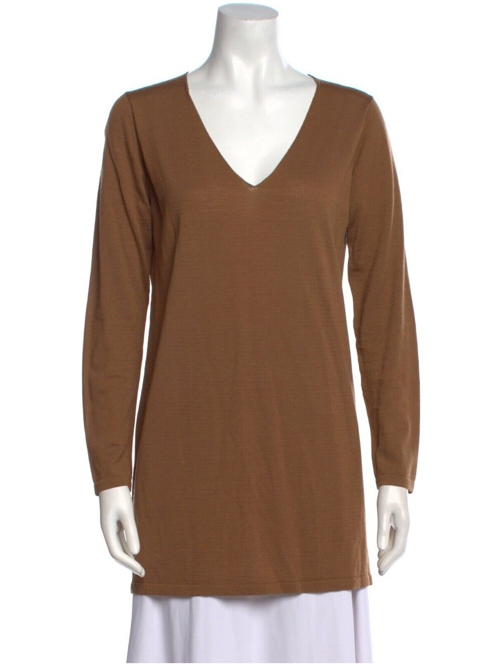 Filippa K Dress Womens Small Brown Wool Sweater Long Sleeve V Neck Knit